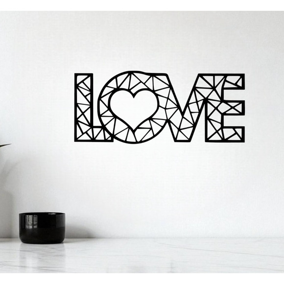 LOVE Wall Art Modern Mosaic Heart Geometric Statement Piece Plastic 9" - Picture 1 of 3
